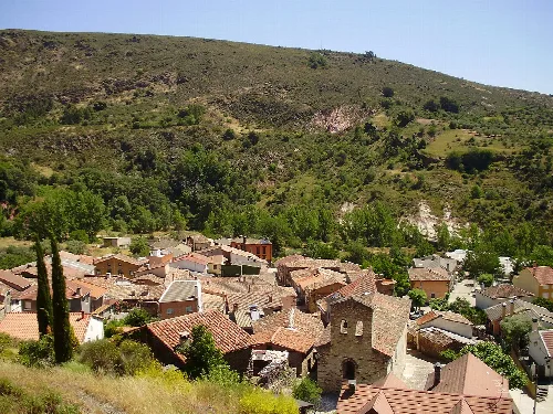 View of the village of Valdesotos, Guadalajara, Castile-La Mancha, Spain.