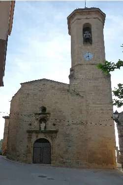 Church of Santa Maria with bell tower and clock in El Vilosell.