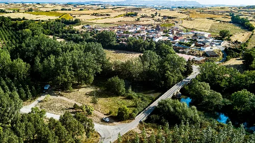 Vista aérea. Zarzosa de Río Pisuerga (España).