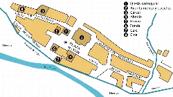 Plano de Benagéber en 1940, mostrando calles y edificios antes de la inundación.