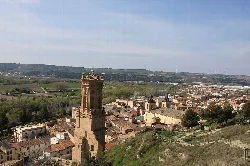 View of the church tower and town of Peralta from the Watchtower.