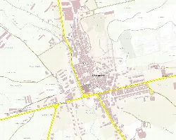 Mapa de Los Arcos con calles y lugares destacados.