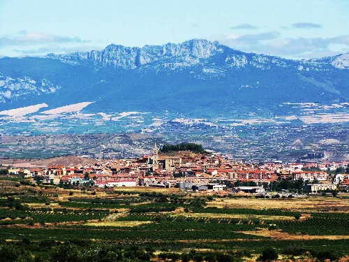 Landscape showing Navarrete, Laguardia, and the Sierra de Cantabria.