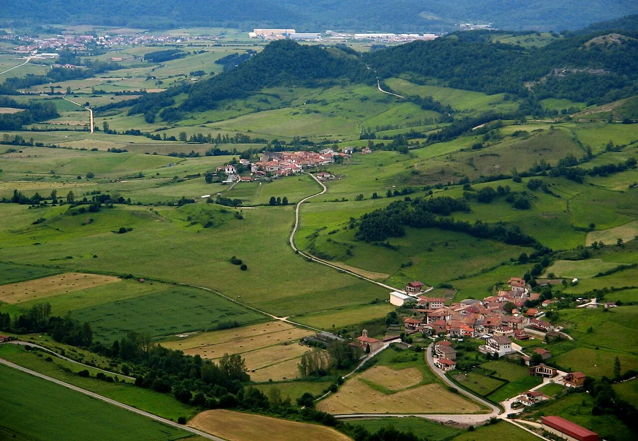 Villages Unanu and Dorrao at the foot of Mt. Beriain in the Basque Country