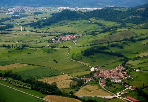 Villages Unanu and Dorrao at the foot of Mt. Beriain in the Basque Country