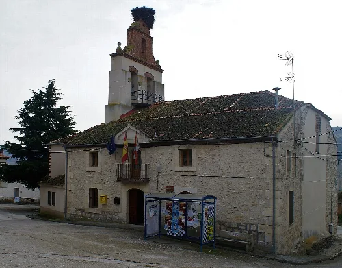 Town hall with tower and balcony in San Cristóbal de Cuéllar, Segovia.
