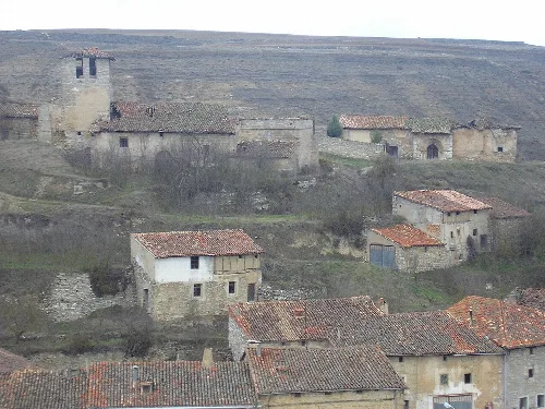Romanesque church and houses in Carrias, Burgos.