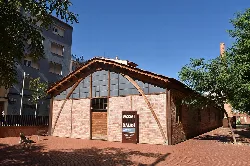 Building with wooden framework and brick walls in Mataró.