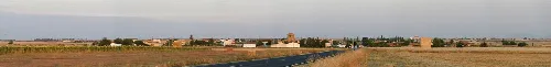 Panoramic photography make with software Hugin many photographies, this photography show the town "La Vellés" of Salamanca in Spain. The place where I take the photo is the road between of town "Palencia de Negrilla" and the this town