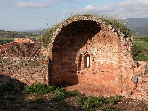Ruins of a church with an arch and small windows in Matute, La Rioja.