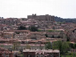View of houses and castle in Sigüenza, Guadalajara.