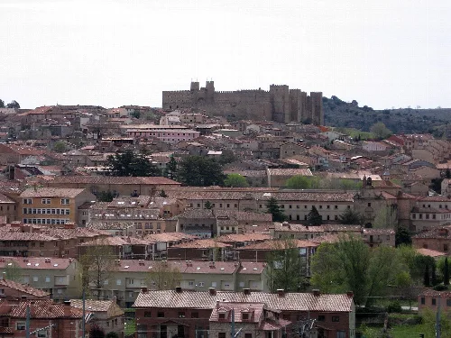 View of houses and castle in Sigüenza, Guadalajara.