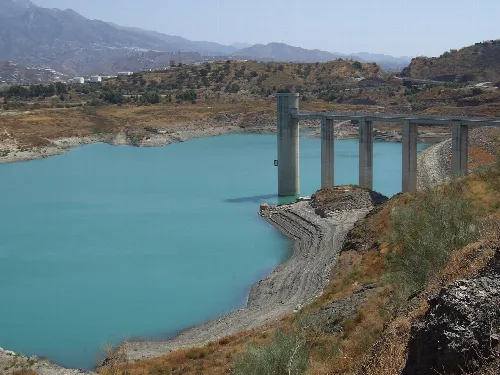 View of the dam at lake Vinuela, Spain