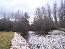 Río con árboles y vegetación a su alrededor en San Justo de la Vega.