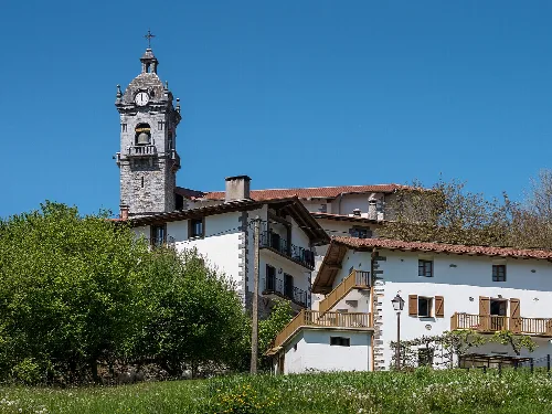 Church and houses of Areso, Navarre, Spain