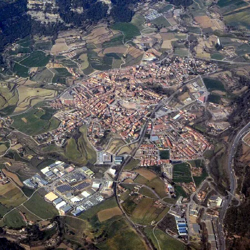 Aerial view of Centelles, Barcelona Province.