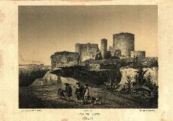 Ruinen der Burg von Arévalo in einer Lithografie von 1865.