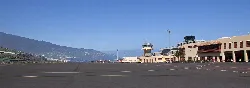 La Palma Airport with runway and buildings in Villa de Mazo.