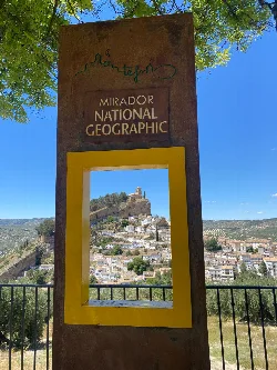View of Montefrío through a frame at a viewpoint.