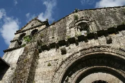 Detail of the arch and stone structure of Saint John Church in Ribadavia.