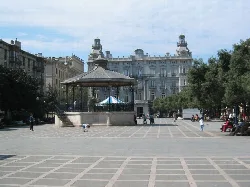 Pombo Square with bandstand and buildings in Santander.